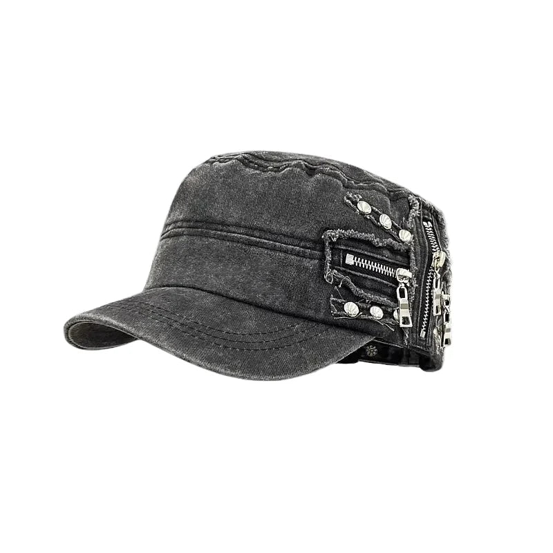 Zipper Flat Top Baseball Cap — vista posteriore
