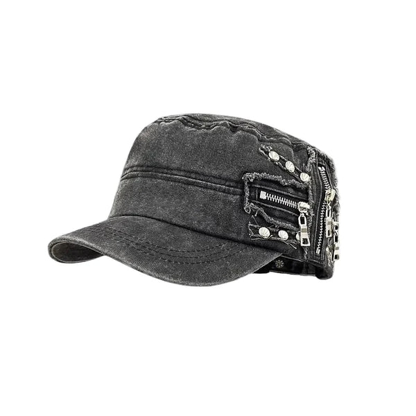 Y2K Zipper Flat Top Baseball Cap