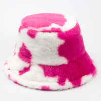 fluffy Cow Print Bucket Hat — vista laterale
