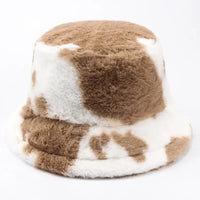 fluffy Cow Print Bucket Hat — vista laterale