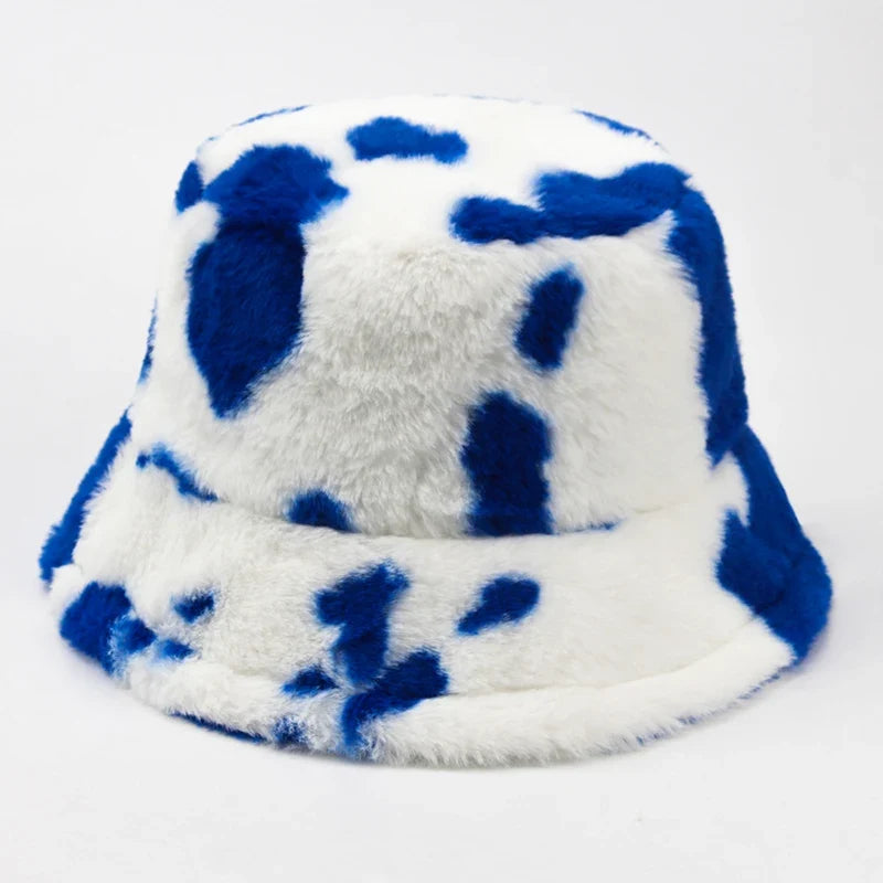 fluffy Cow Print Bucket Hat — dettaglio del tessuto