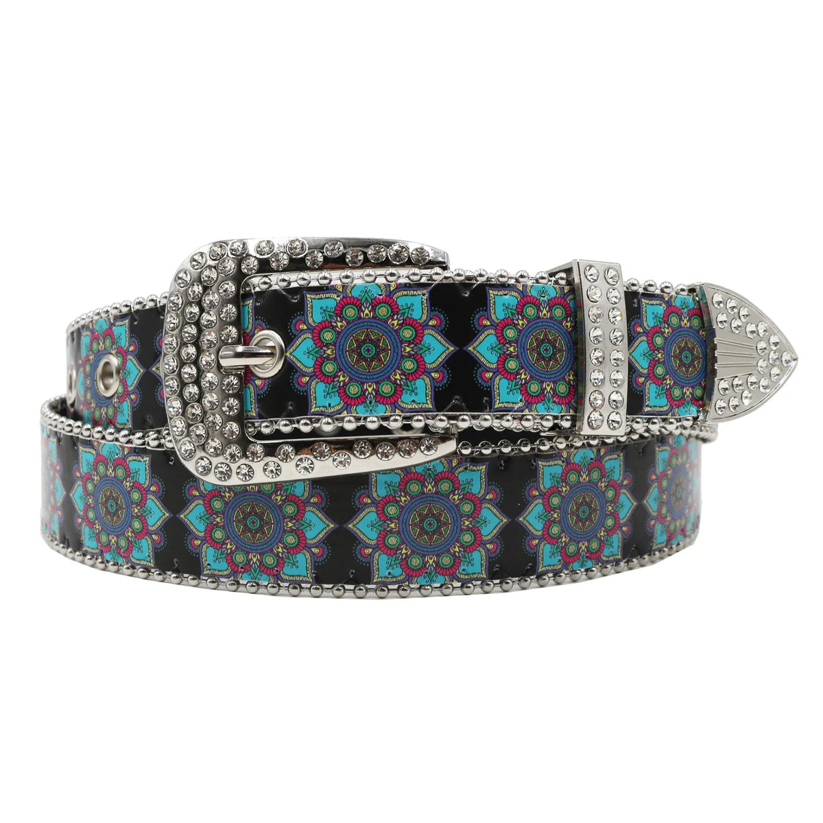 kaleidoscope Totem Rhinestone Belt — vista frontale