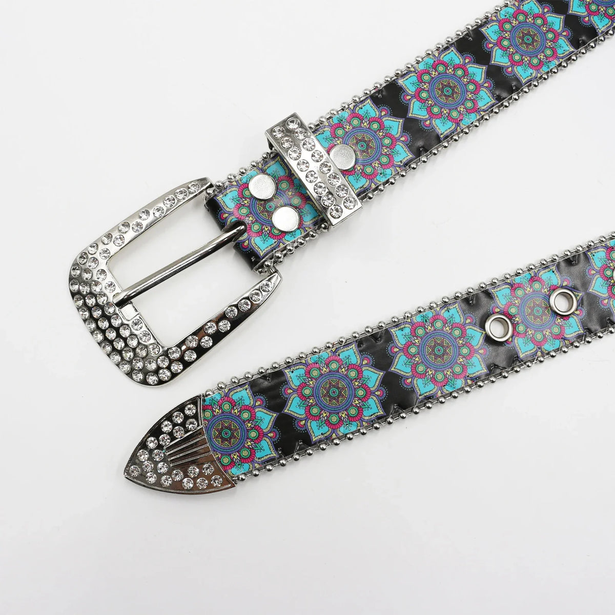 kaleidoscope Totem Rhinestone Belt — dettaglio della stampa