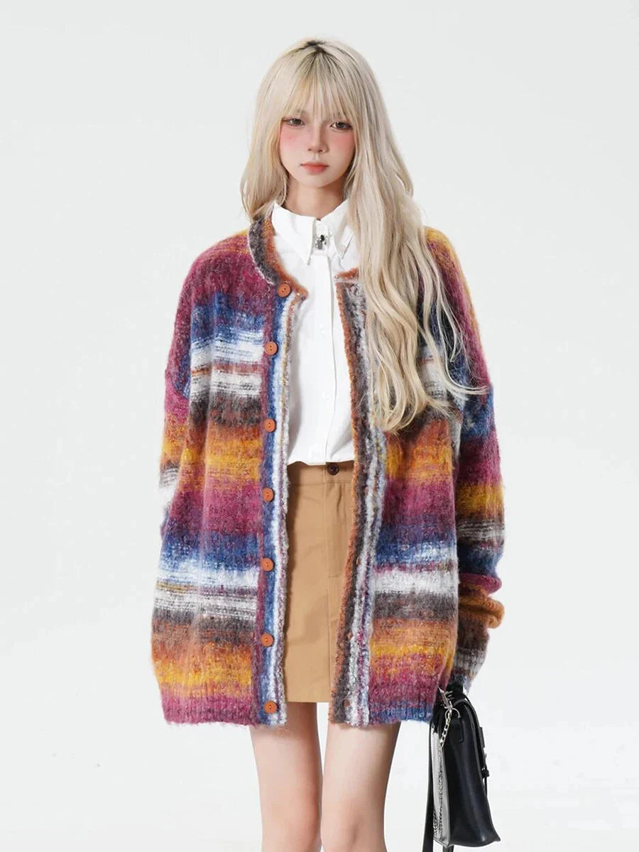 Colour Block Striped Cardigan Sweater — dettaglio della stampa