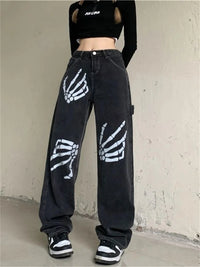 Skeleton Hands Graphic Baggy Jeans — in alternativa