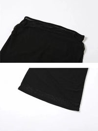 Slim Black Mesh Long Maxi Skirt — vista laterale