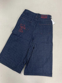 Womens Blue Long Striped Denim Shorts Jorts — vista laterale