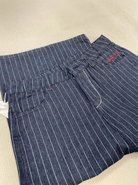 Womens Blue Long Striped Denim Shorts Jorts — dettaglio del tessuto