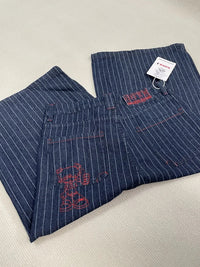 Womens Blue Long Striped Denim Shorts Jorts — dettaglio della stampa